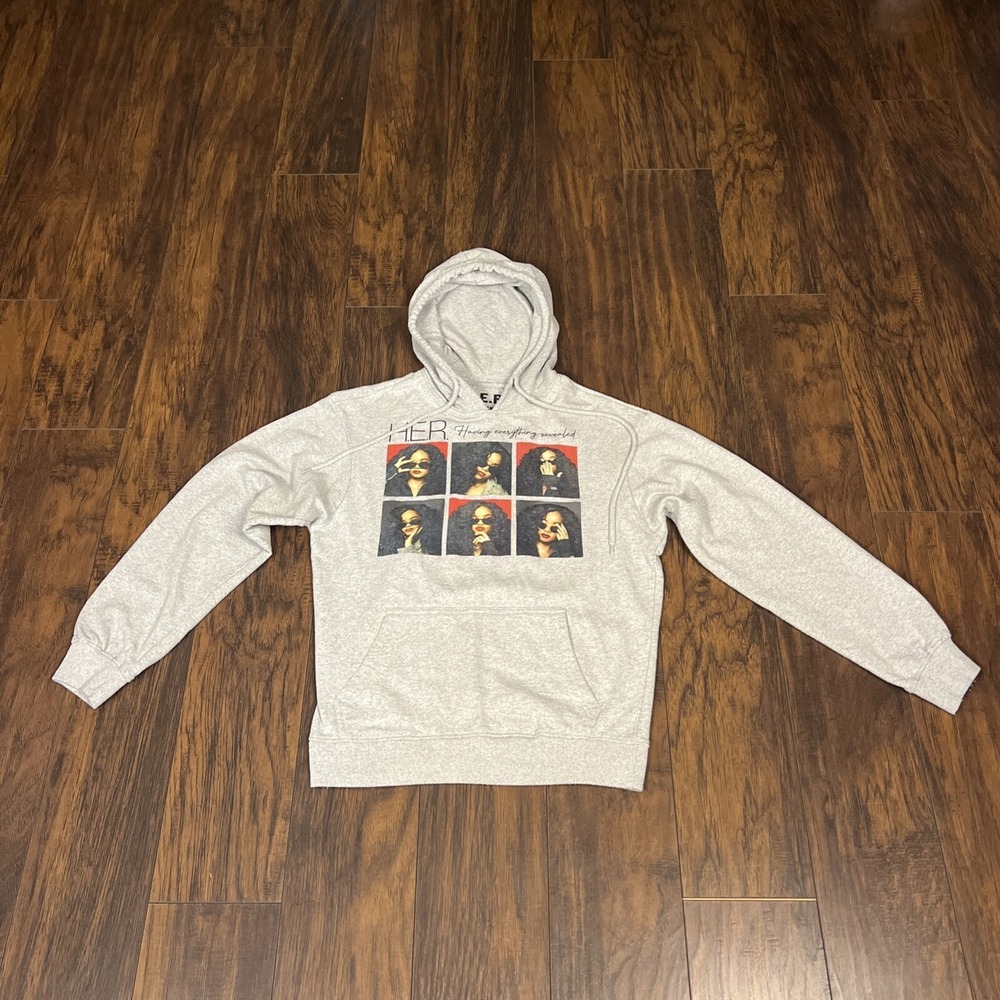 HER Women's Hoodie Adult Small Gray Hooded Sweatshirt R&B RnB H.E.R.